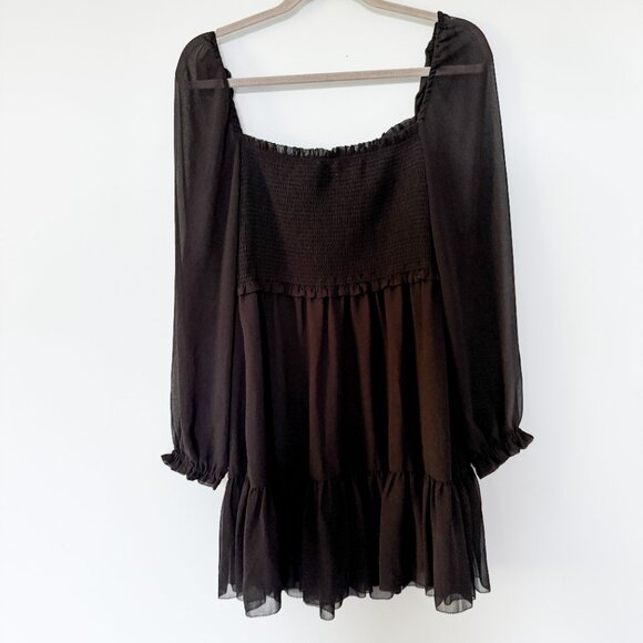 ARITZIA - WILFRED - New Tempest Smocked Chiffon Dress - Black - M - Picture 9 of 12